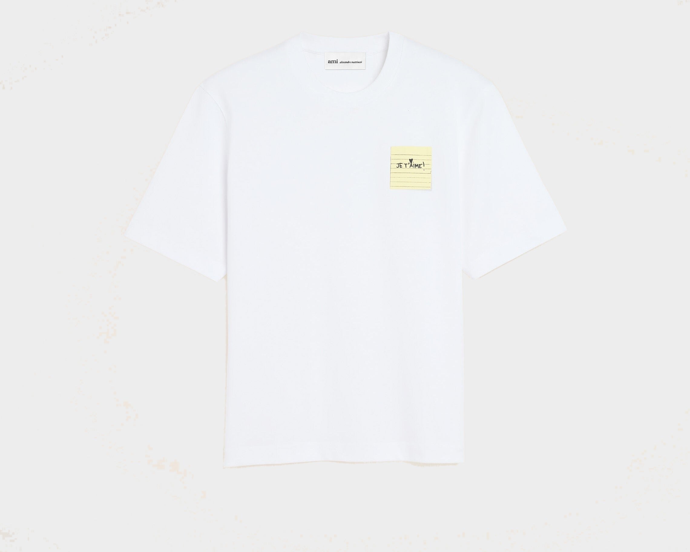 T-Shirt Blanc Post It "Je T'Aime" En Coton