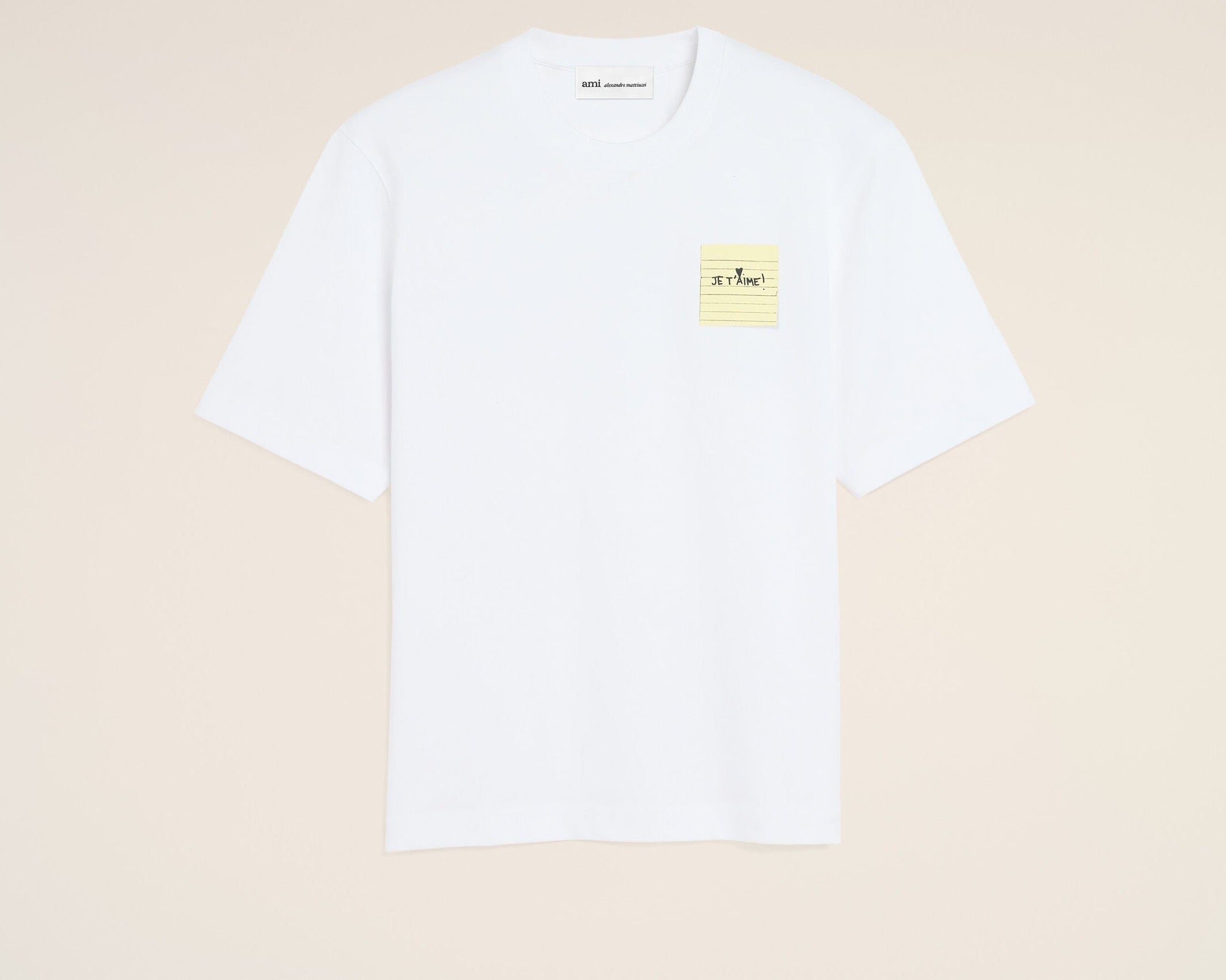 T-Shirt Blanc Post It "Je T'Aime" En Coton