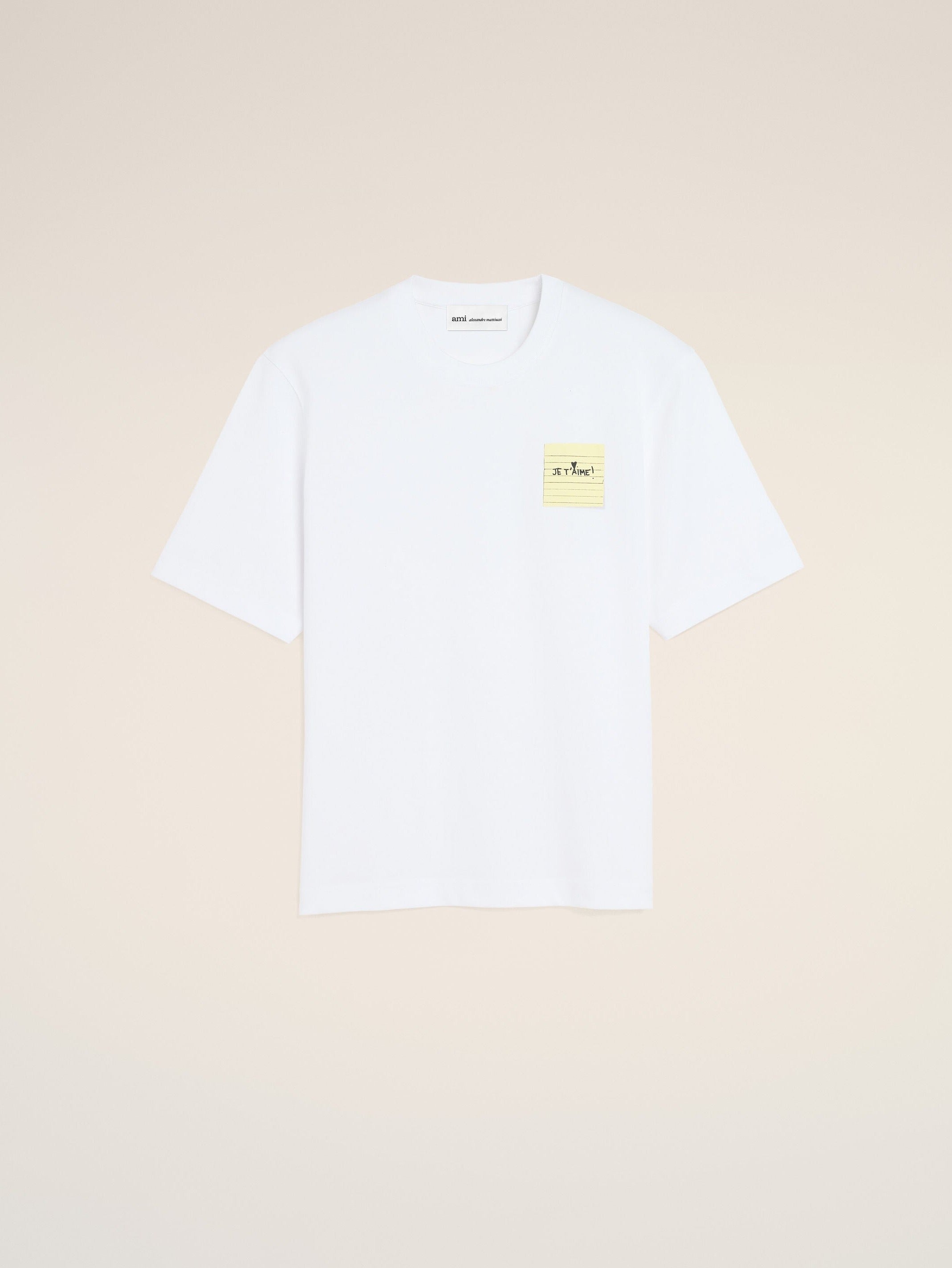 T-Shirt Blanc Post It "Je T'Aime" En Coton