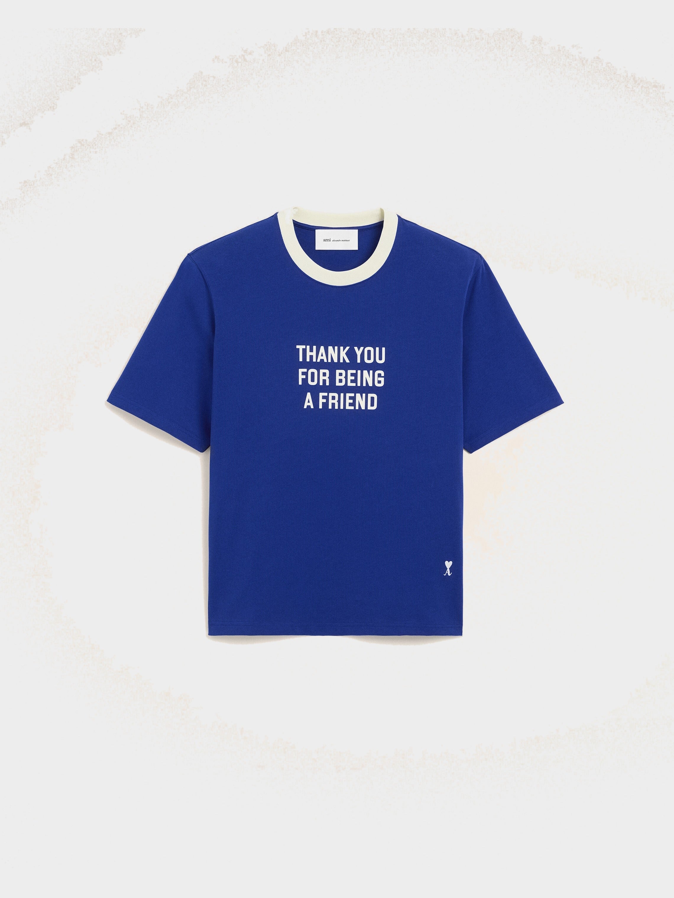 T-shirt bleu imprimé en coton "Thank you for being a friend"