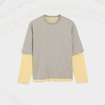 T-Shirt Gris Effet Double Manche Ami De Coeur En Coton