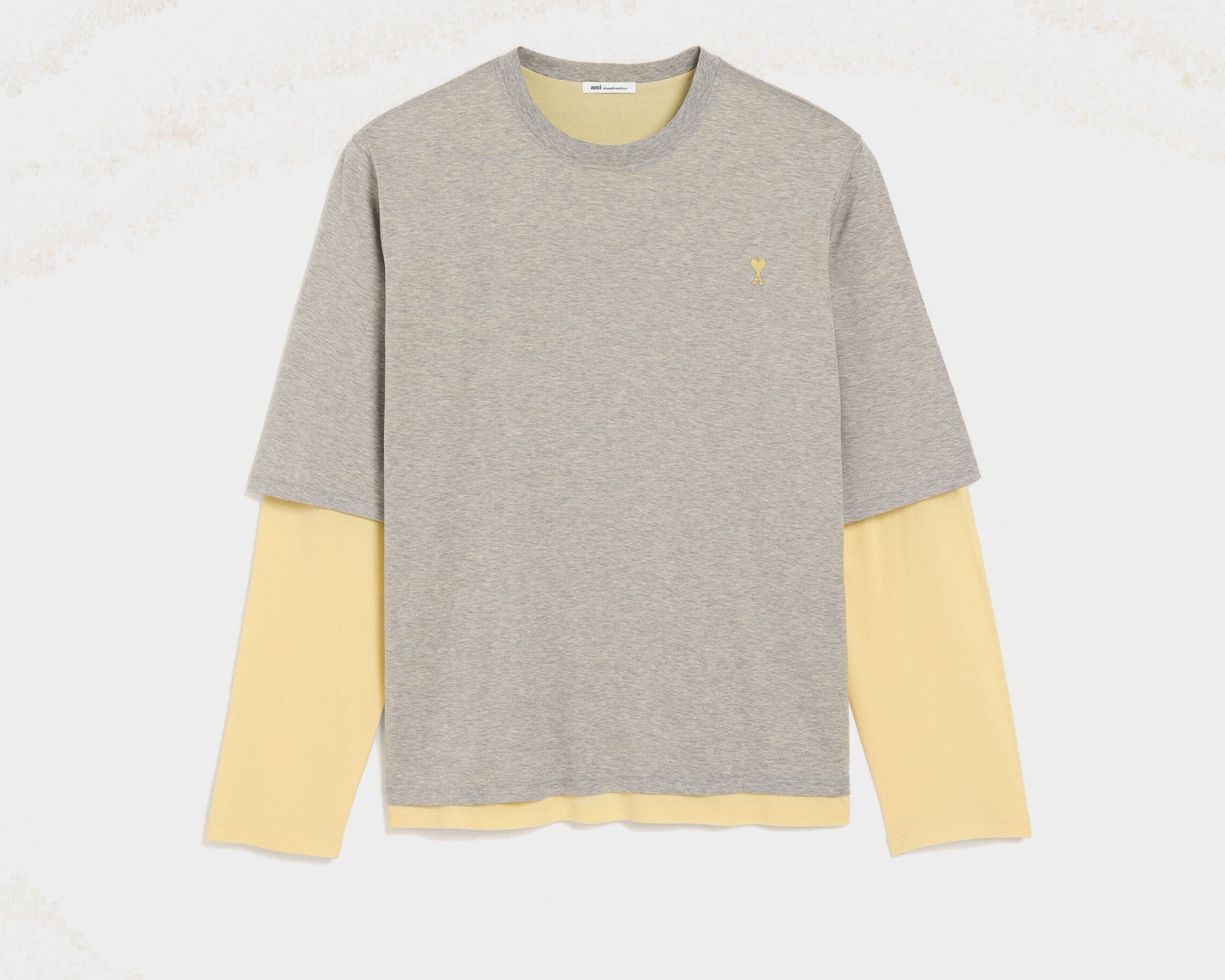 T-Shirt Gris Effet Double Manche Ami De Coeur En Coton