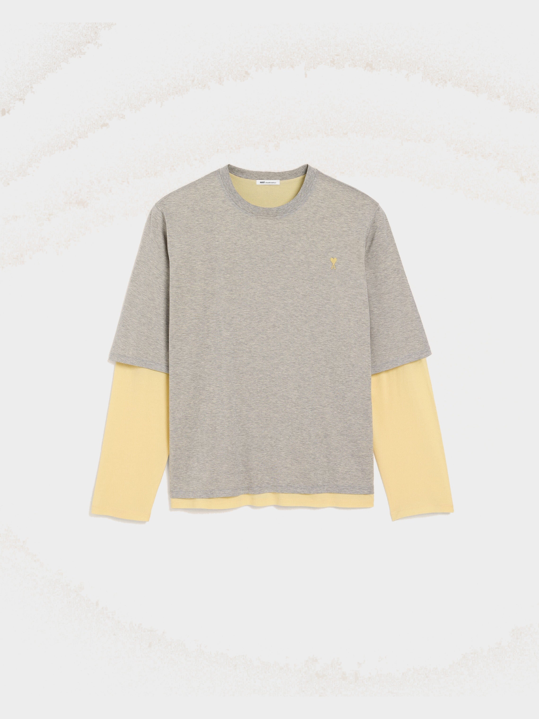 T-Shirt Gris Effet Double Manche Ami De Coeur En Coton