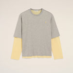 T-Shirt Gris Effet Double Manche Ami De Coeur En Coton