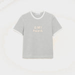T-shirt Gris Empiècement Ami Paris En Crochet en Coton