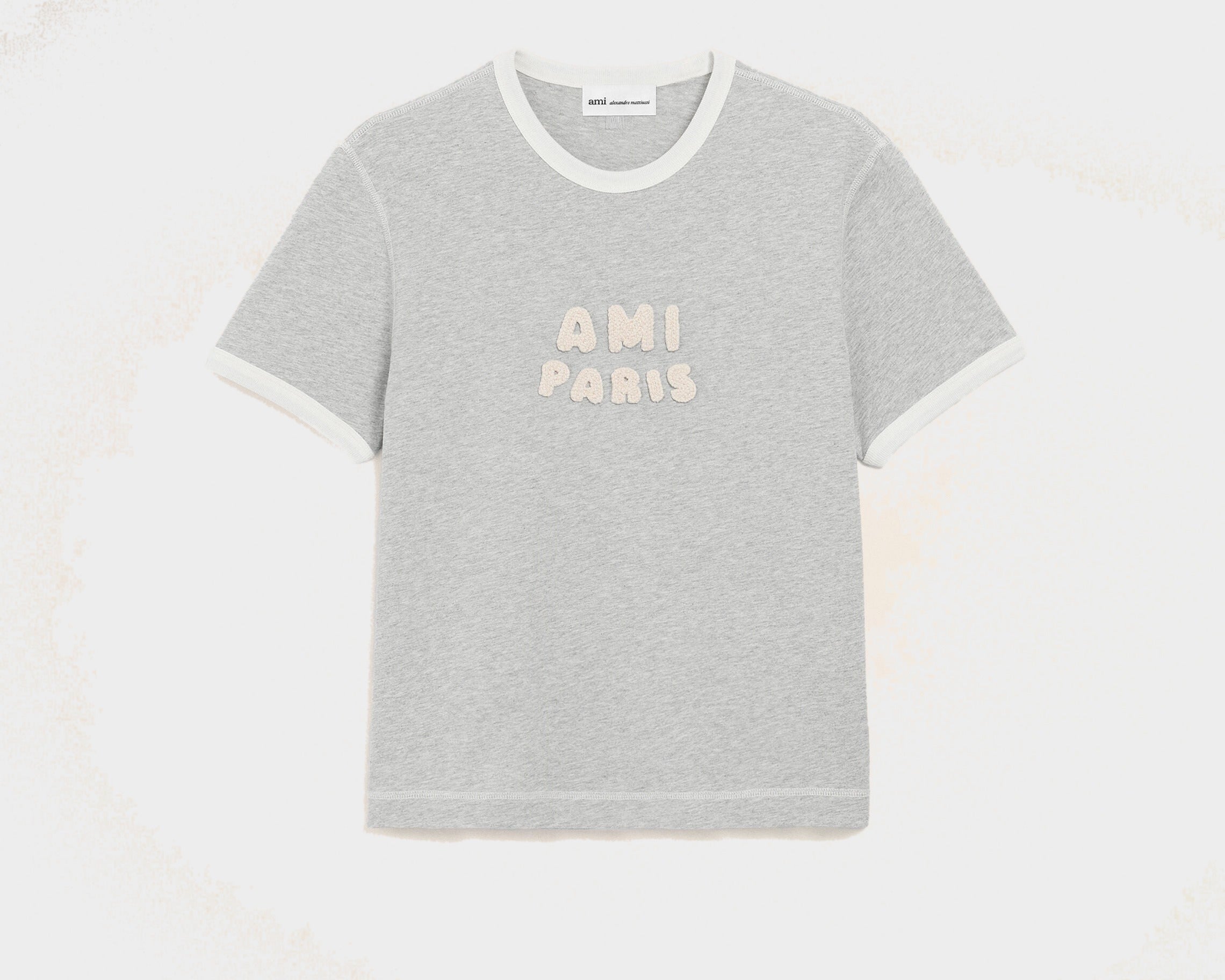 T-shirt Gris Empiècement Ami Paris En Crochet en Coton