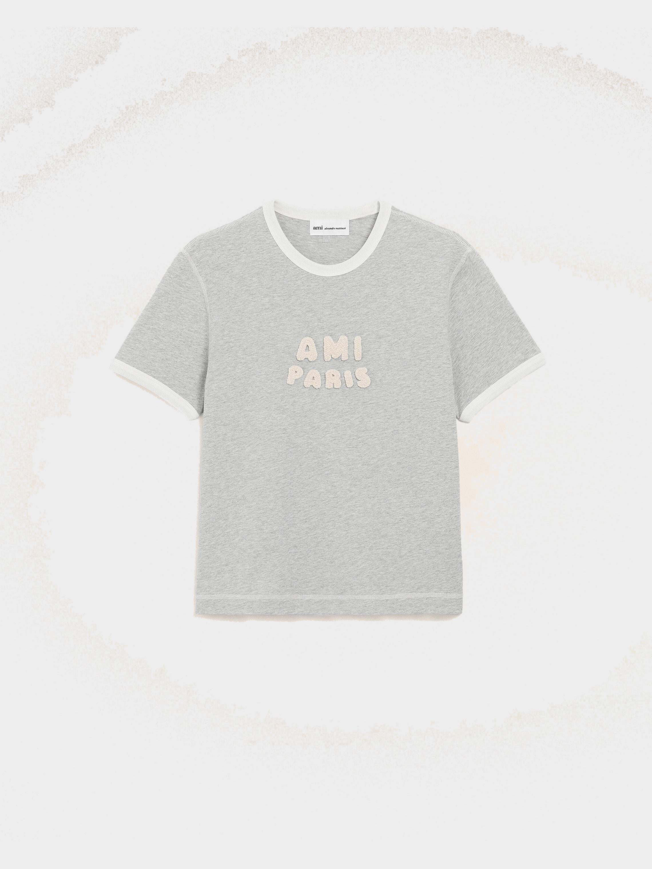 T-shirt Gris Empiècement Ami Paris En Crochet en Coton