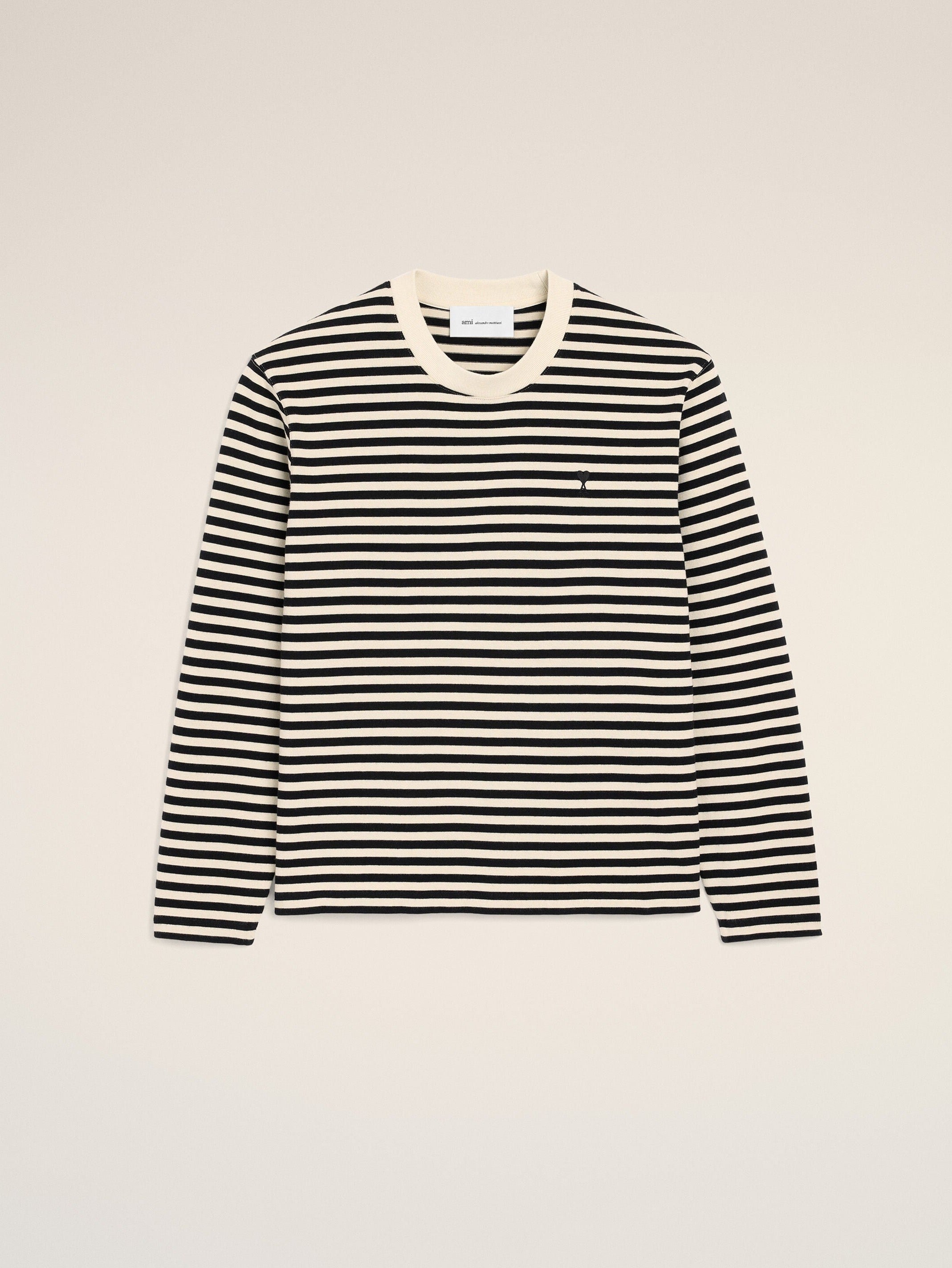 T-shirt marinière noir et blanc en coton Ami de Coeur