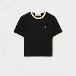 T-shirt noir contrasté en coton Ami de Coeur