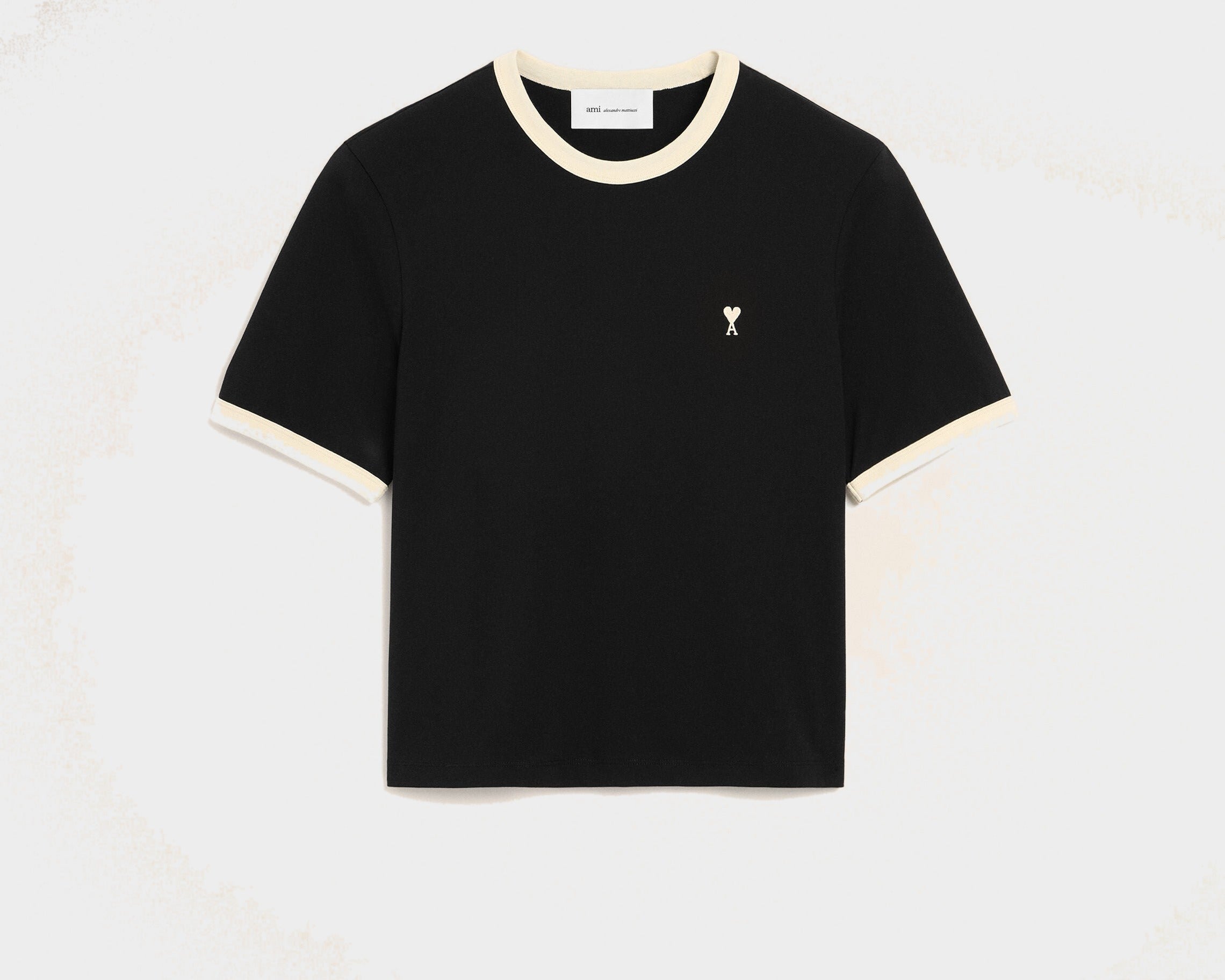 T-shirt noir contrasté en coton Ami de Coeur