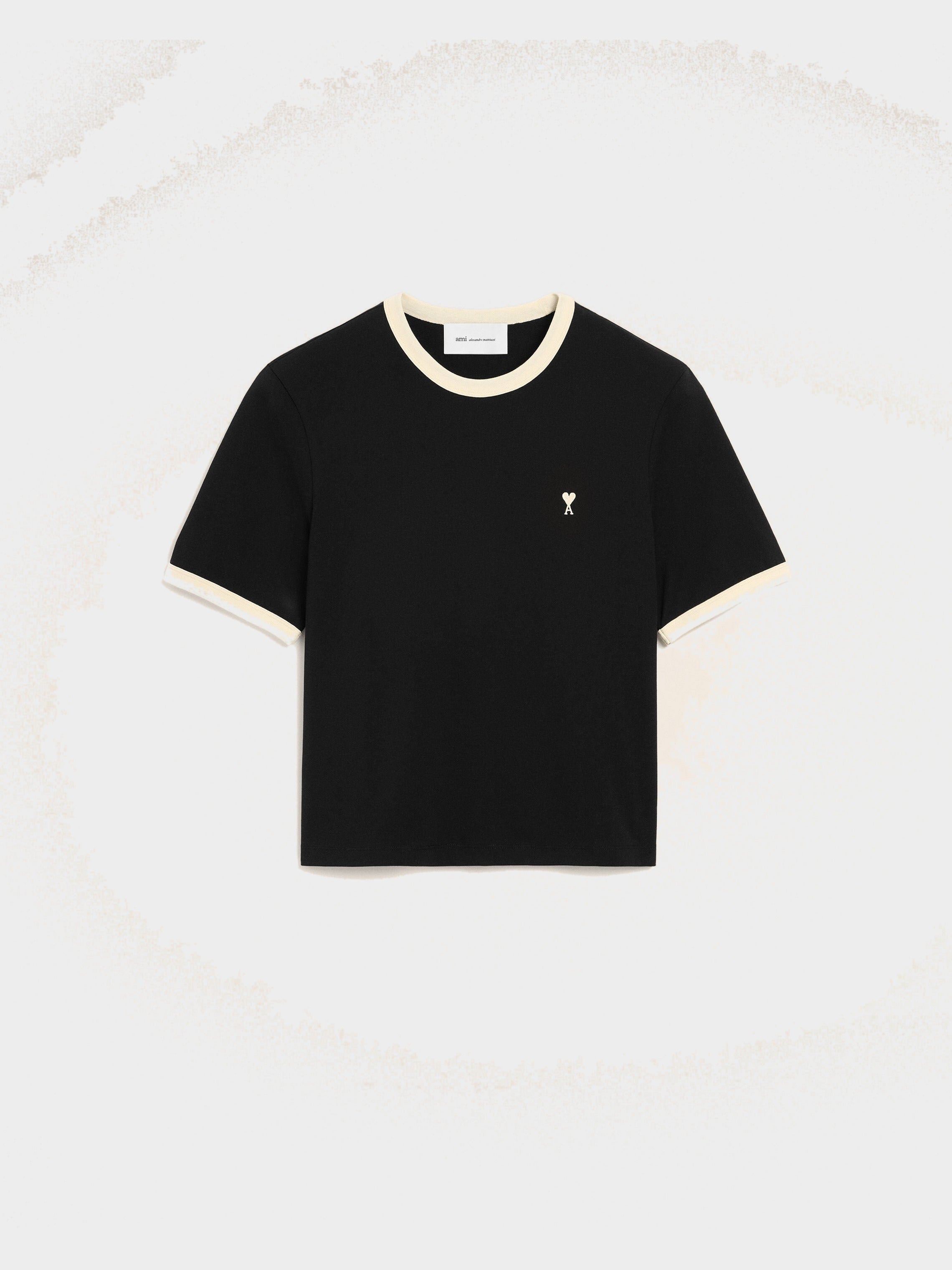 T-shirt noir contrasté en coton Ami de Coeur
