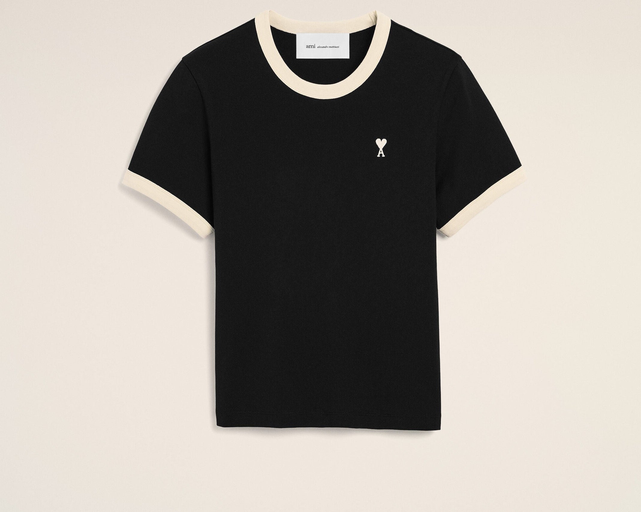 T-shirt noir contrasté en coton Ami de Coeur