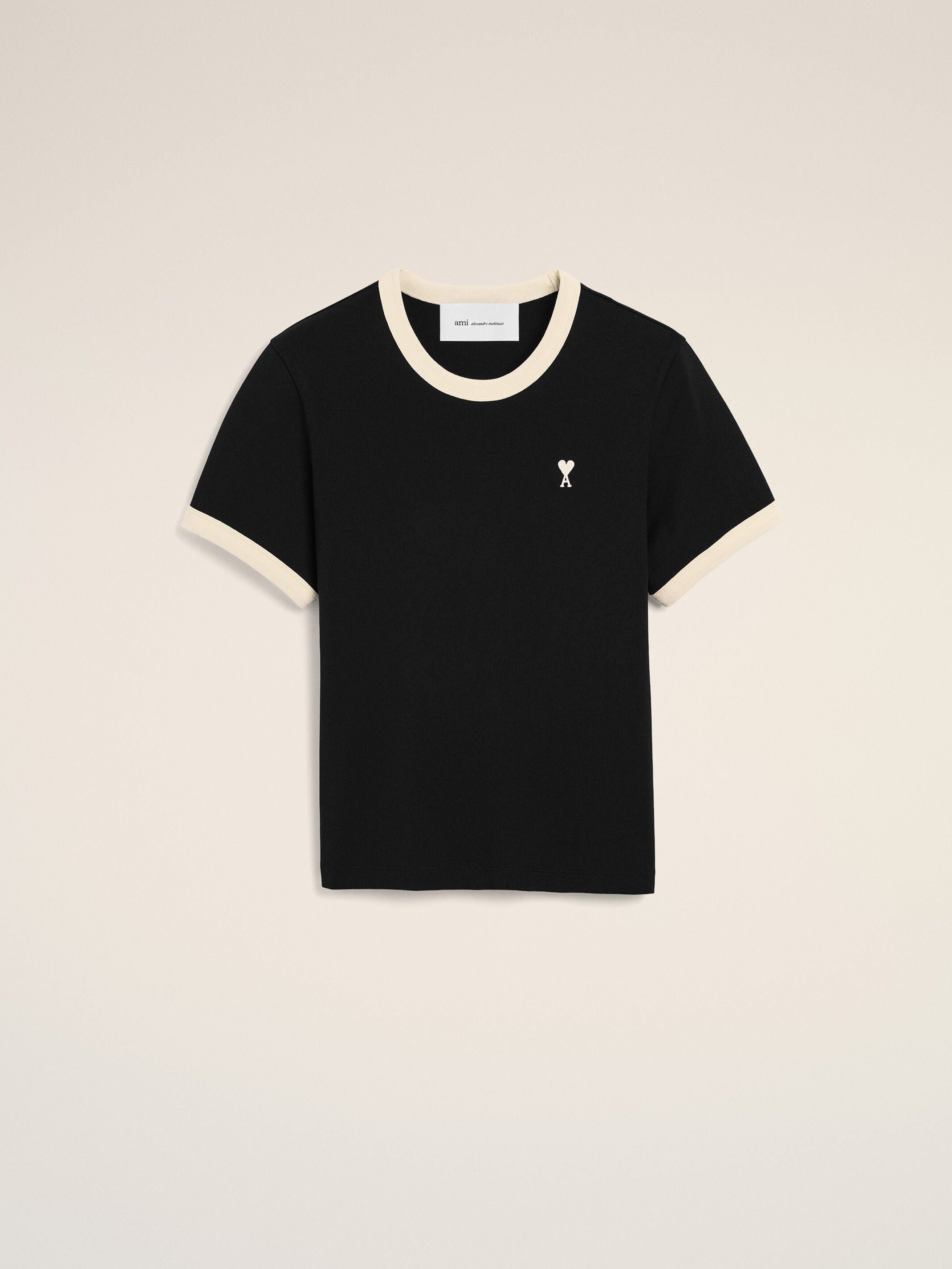 T-shirt noir contrasté en coton Ami de Coeur