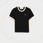 T-shirt noir contrasté en coton Ami de Coeur