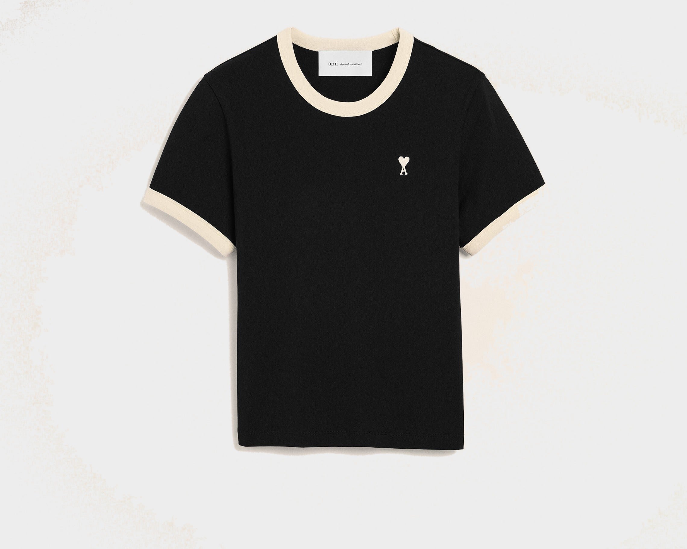 T-shirt noir contrasté en coton Ami de Coeur