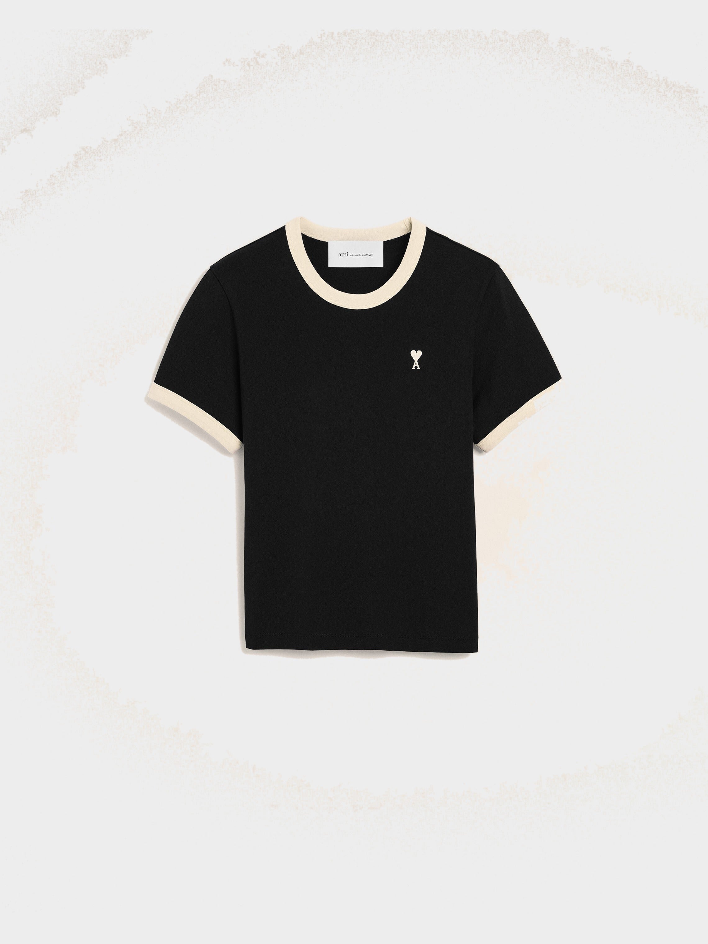 T-shirt noir contrasté en coton Ami de Coeur