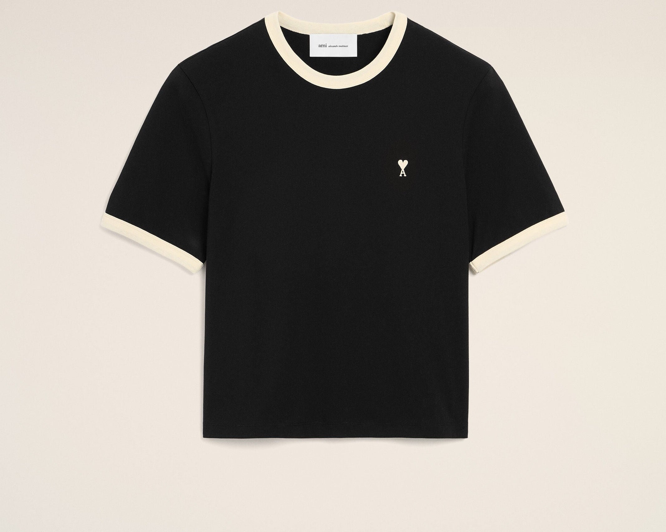 T-shirt noir contrasté en coton Ami de Coeur