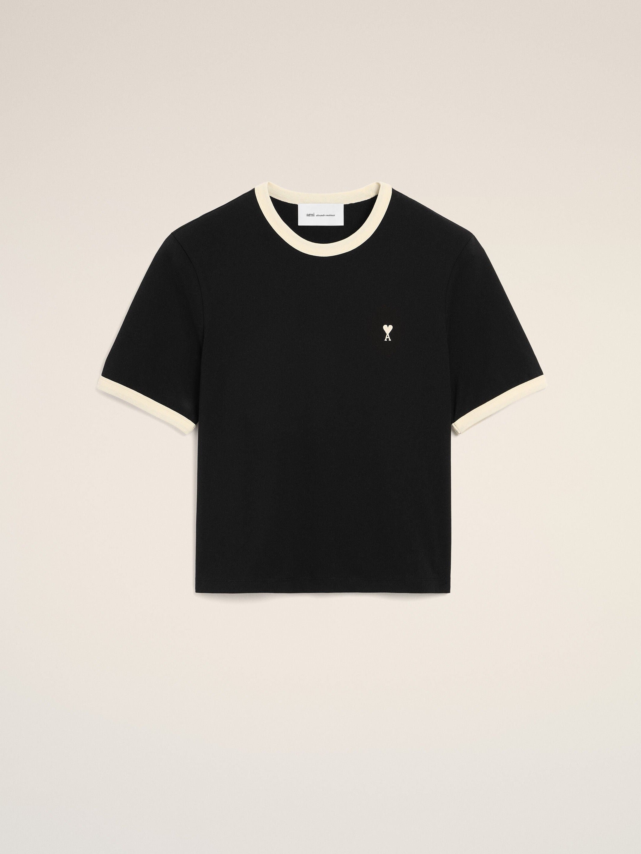T-shirt noir contrasté en coton Ami de Coeur