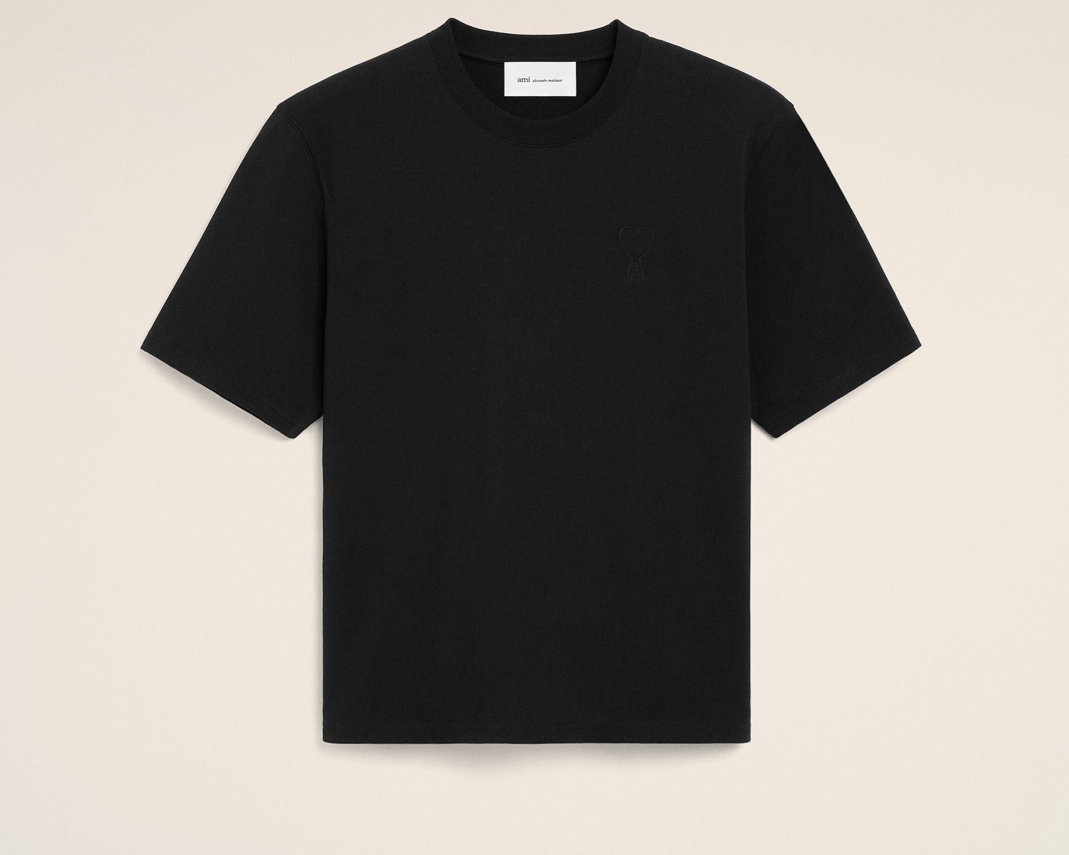 T-shirt noir en coton Ami de Coeur embossé
