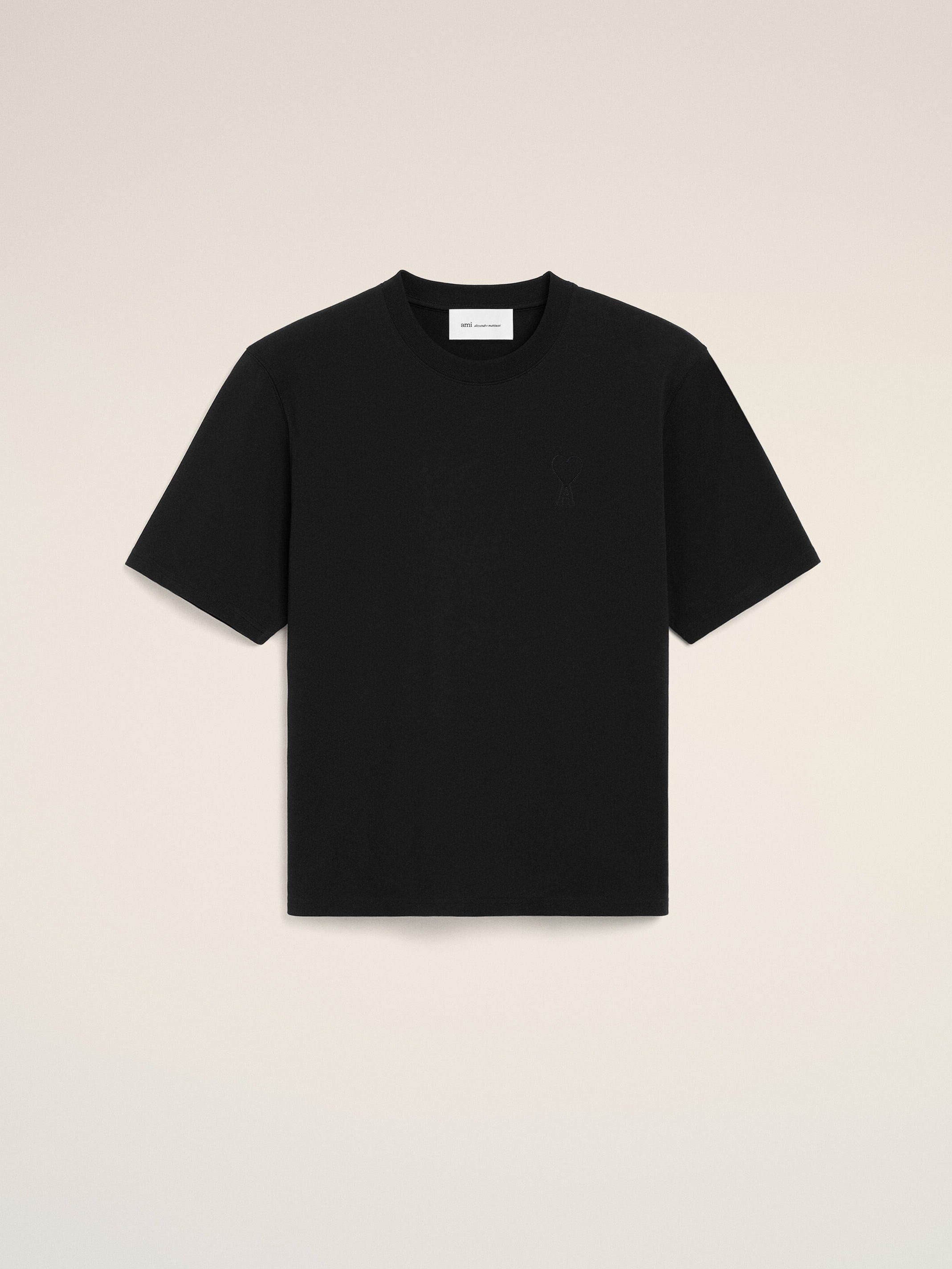 T-shirt noir en coton Ami de Coeur embossé