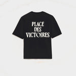T-shirt noir imprimé en coton "Place des Victoires"