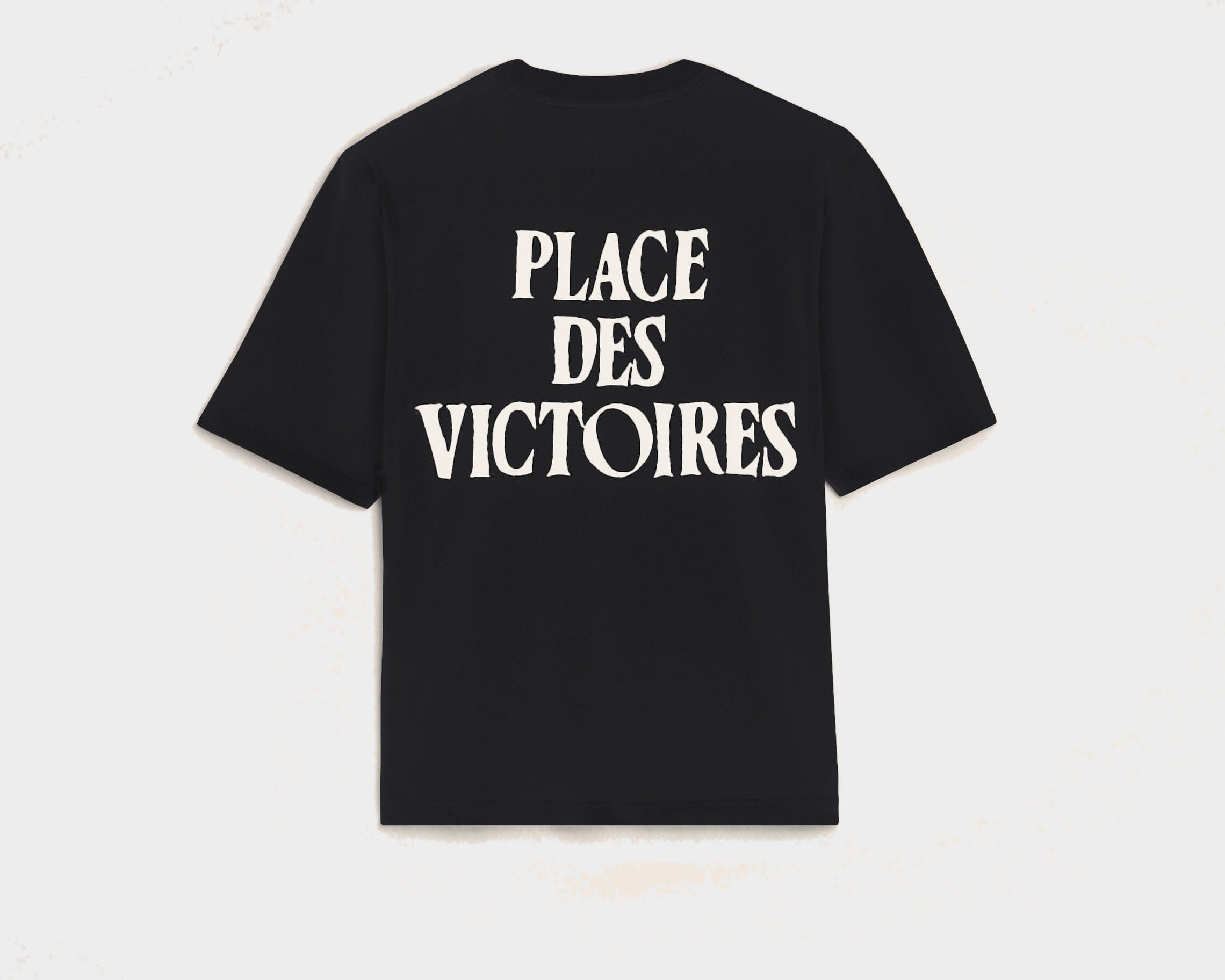 T-shirt noir imprimé en coton "Place des Victoires"