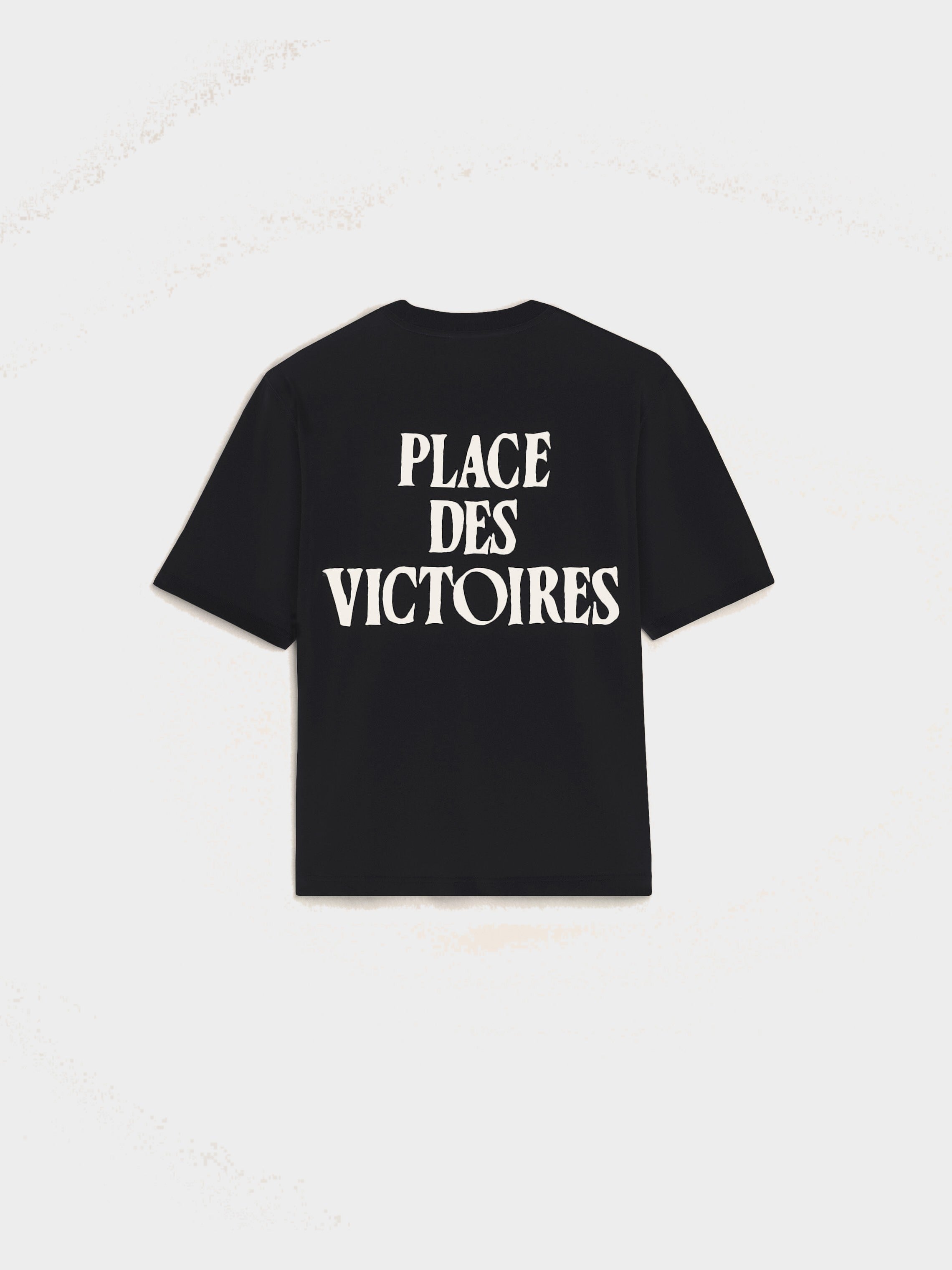 T-shirt noir imprimé en coton "Place des Victoires"