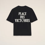 T-shirt noir imprimé en coton "Place des Victoires"