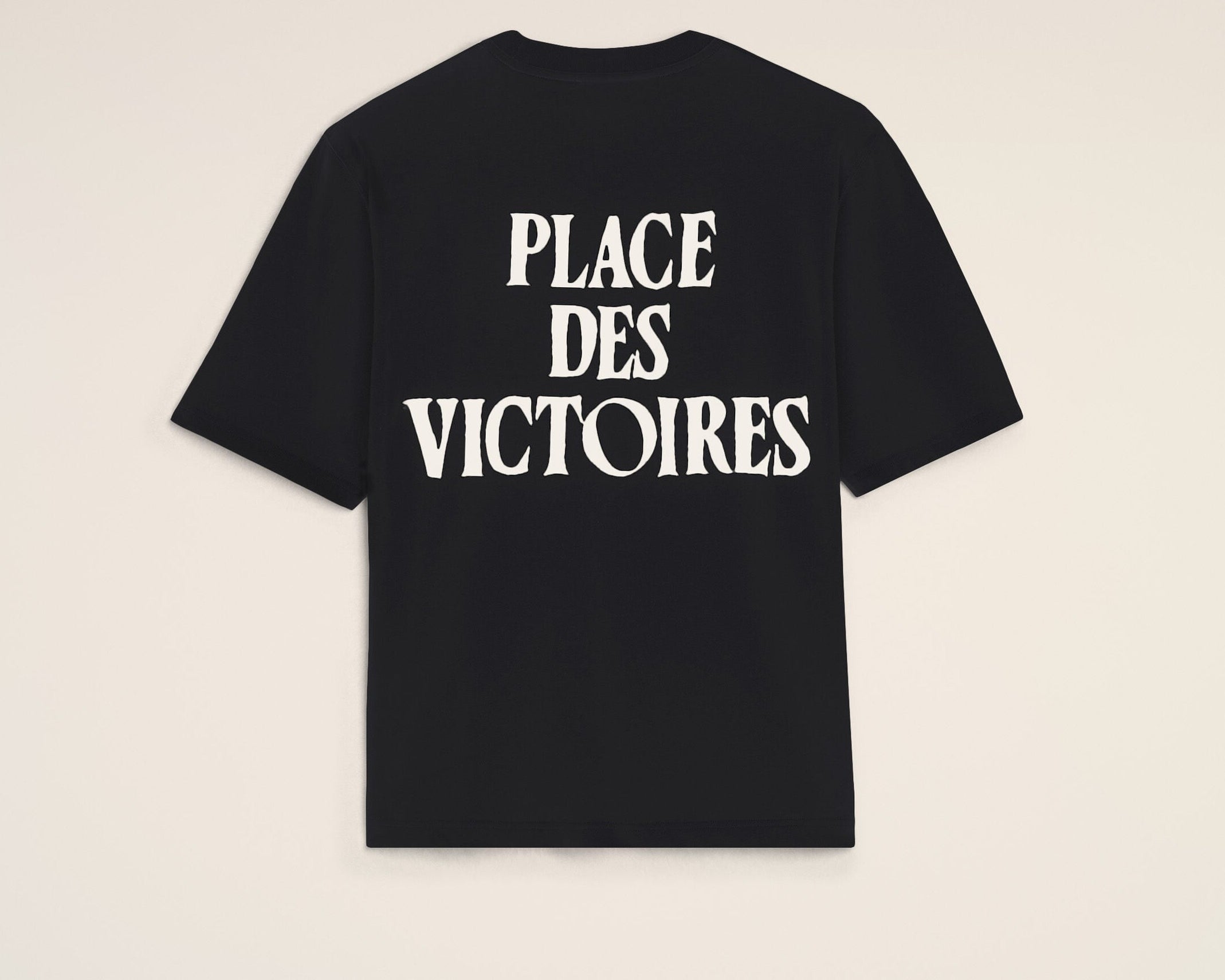 T-shirt noir imprimé en coton "Place des Victoires"