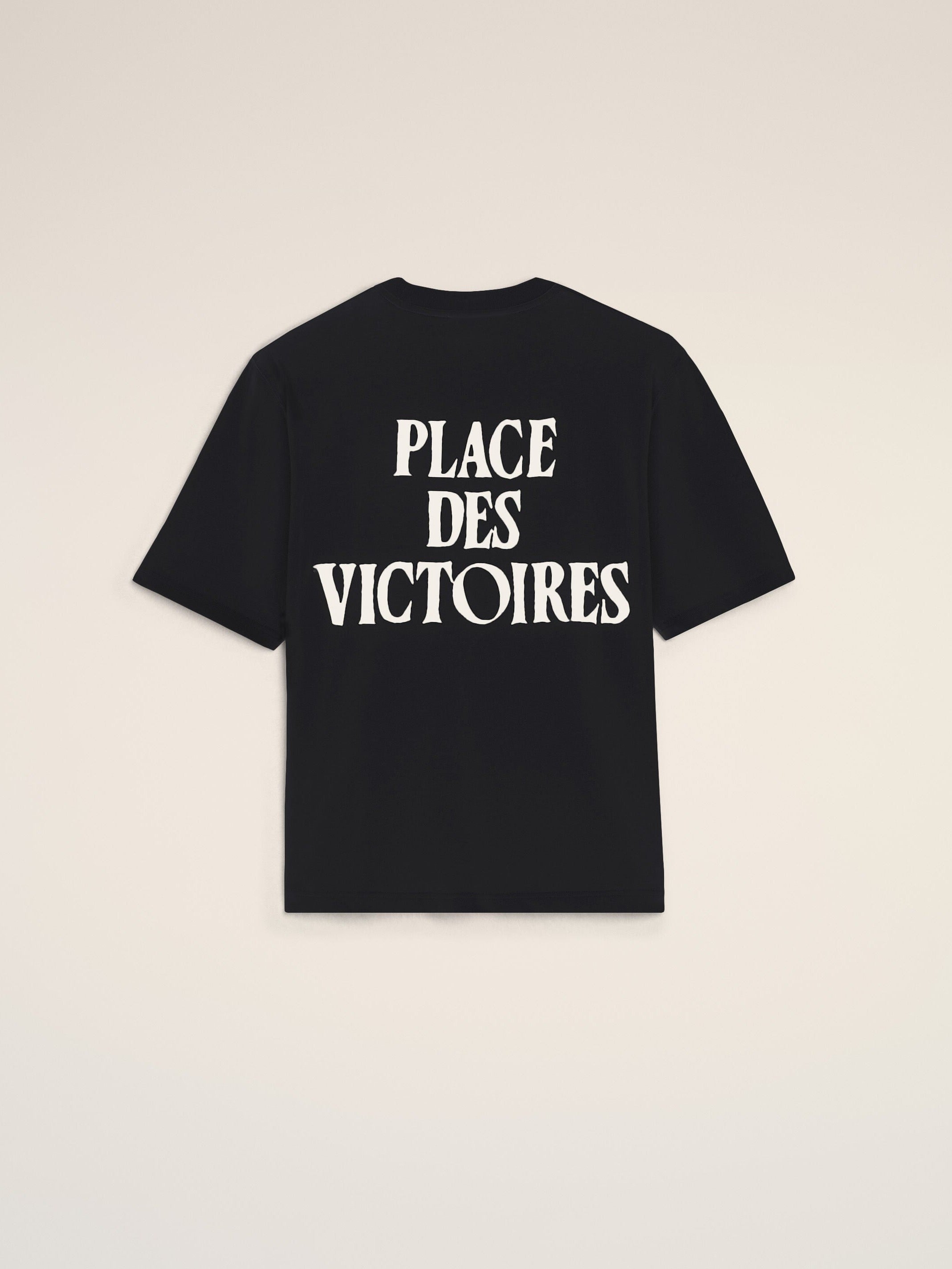 T-shirt noir imprimé en coton "Place des Victoires"