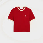 T-shirt rouge contrasté en coton Ami de Coeur