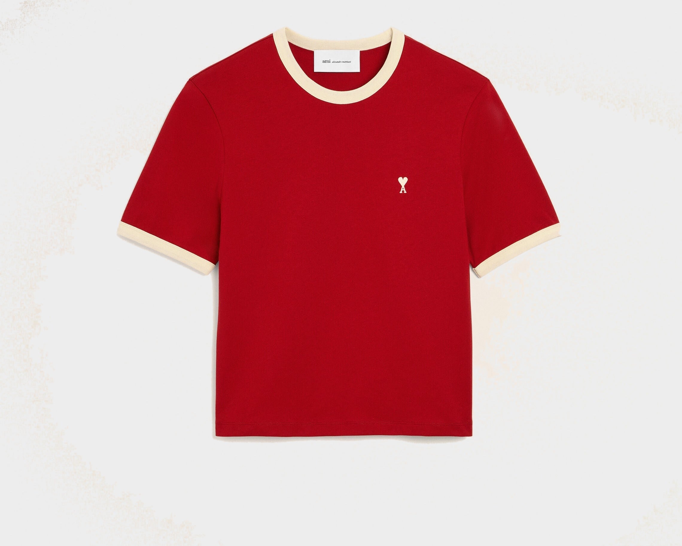 T-shirt rouge contrasté en coton Ami de Coeur