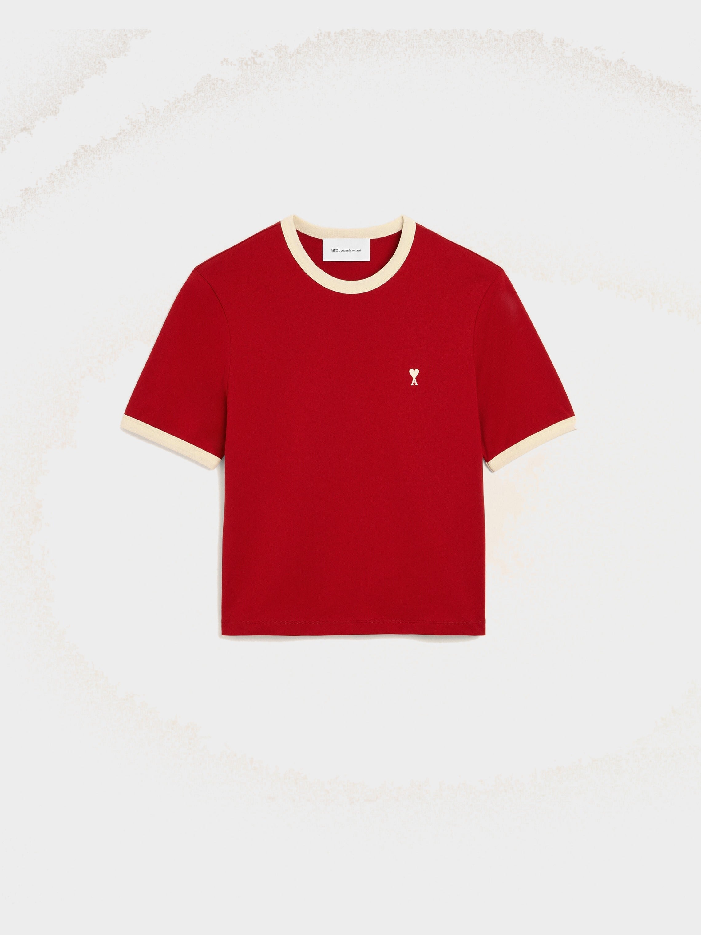 T-shirt rouge contrasté en coton Ami de Coeur