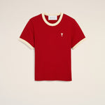 T-shirt rouge contrasté en coton Ami de Coeur