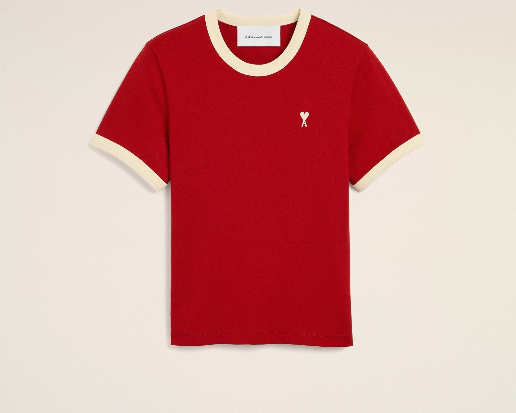 T-shirt rouge contrasté en coton Ami de Coeur