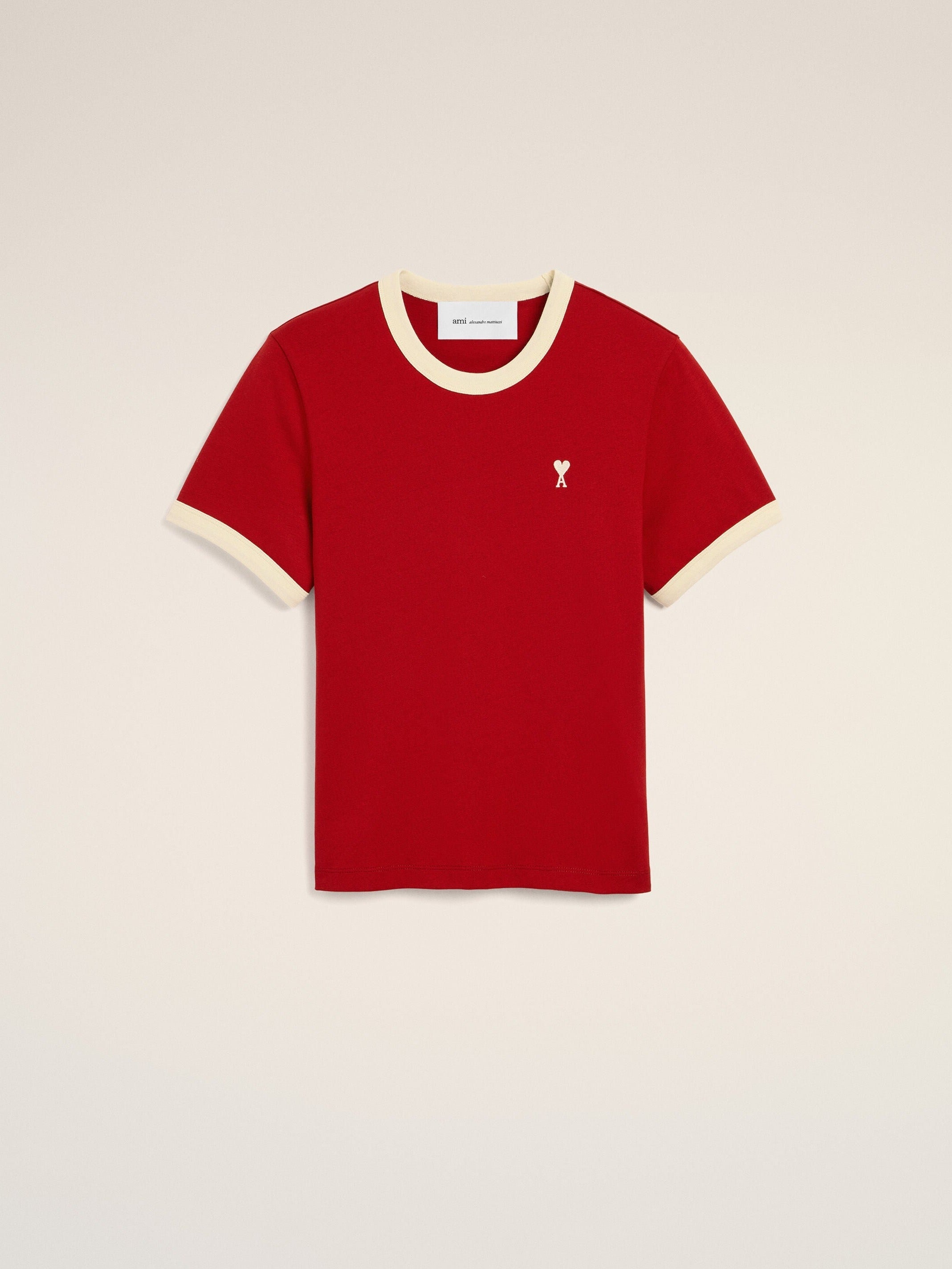 T-shirt rouge contrasté en coton Ami de Coeur