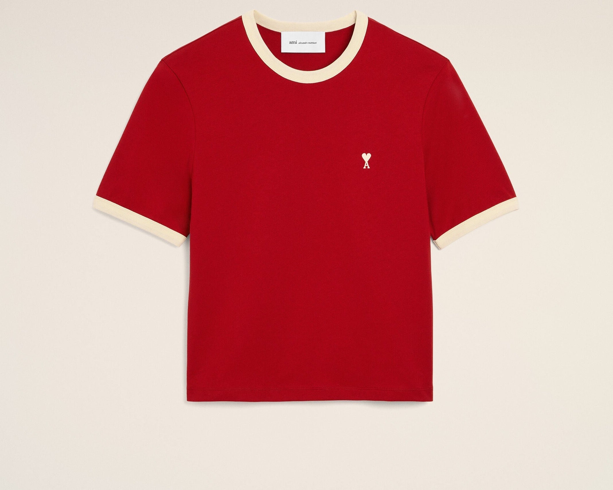 T-shirt rouge contrasté en coton Ami de Coeur