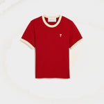 T-shirt rouge contrasté en coton Ami de Coeur