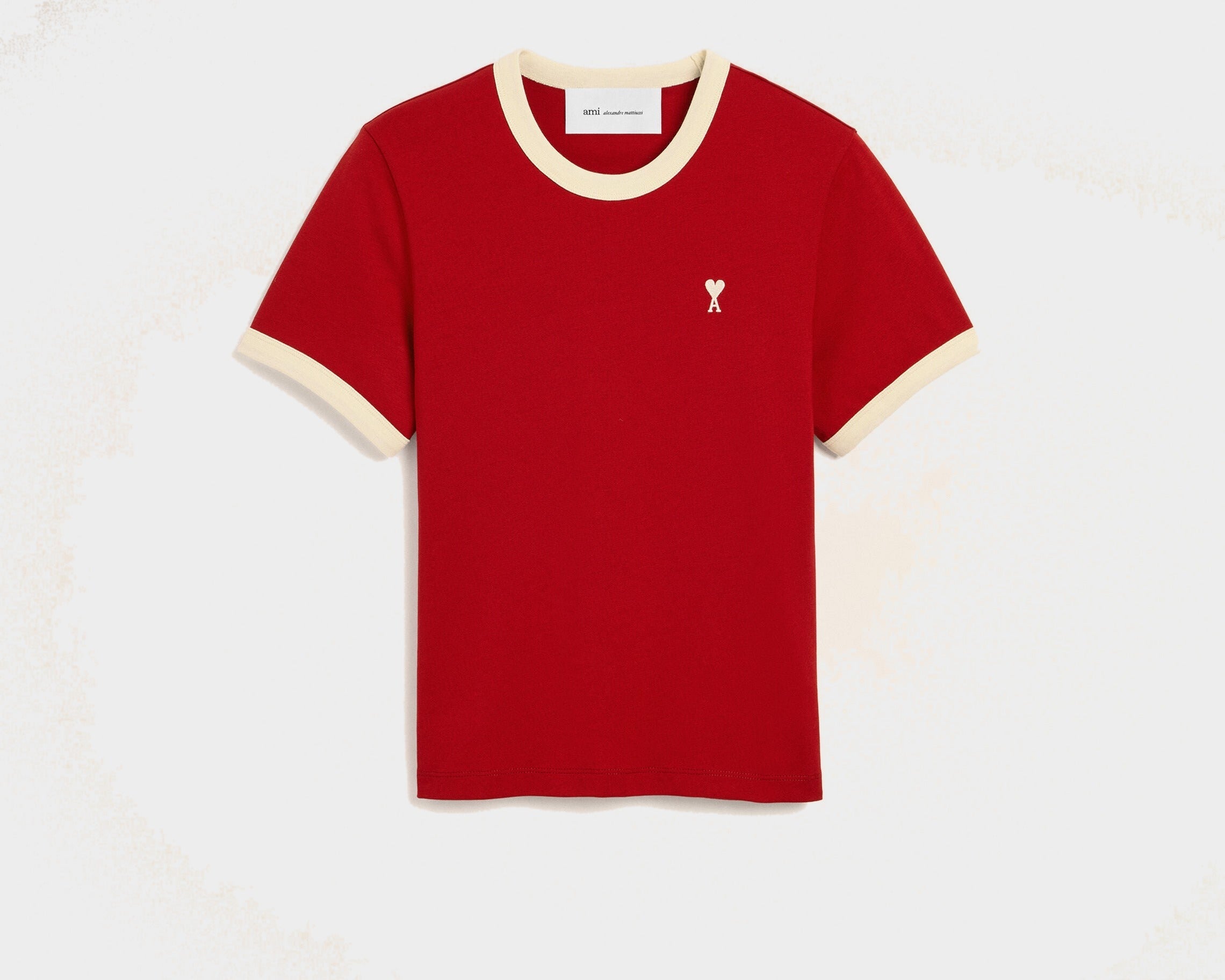 T-shirt rouge contrasté en coton Ami de Coeur