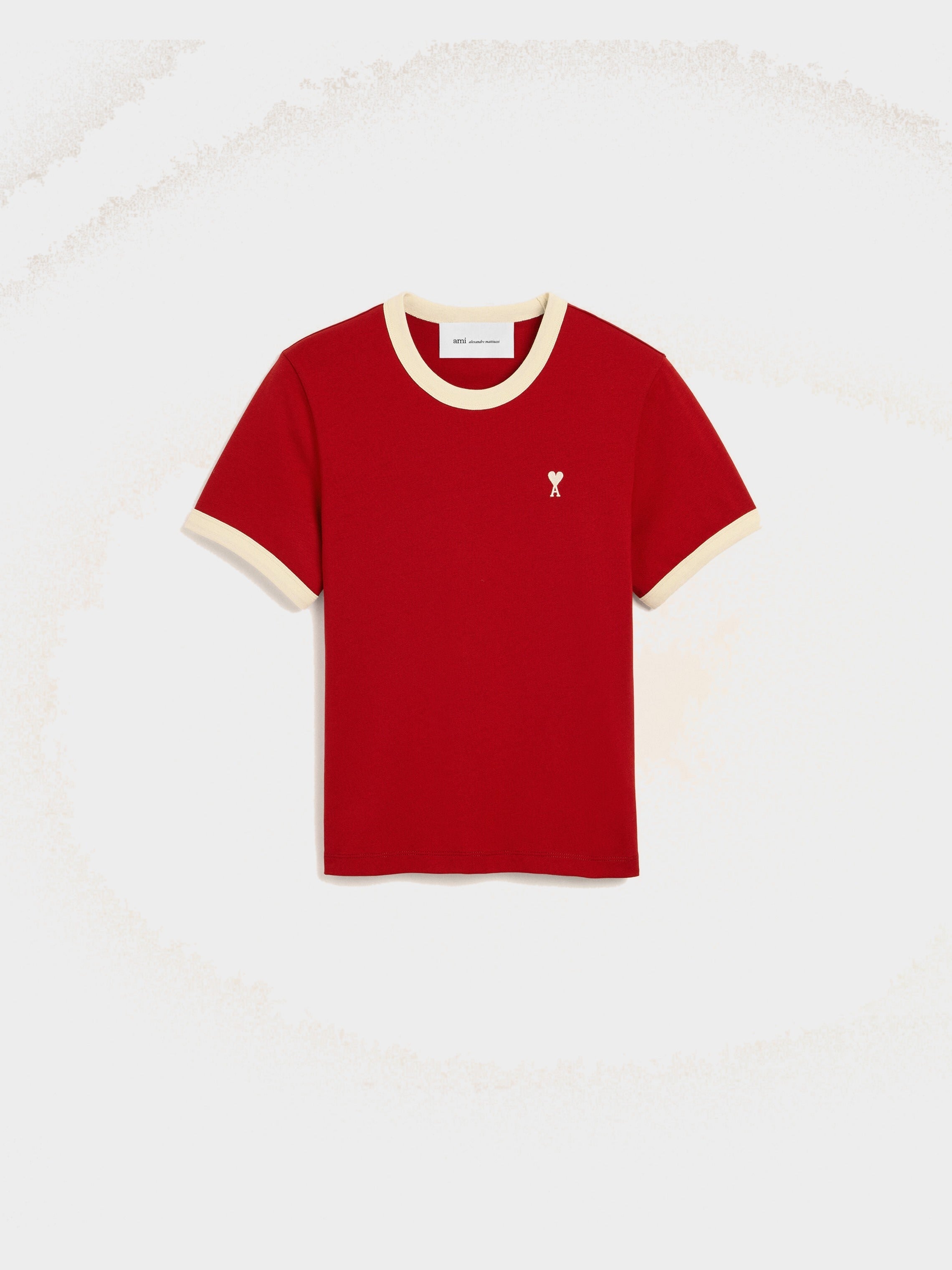 T-shirt rouge contrasté en coton Ami de Coeur