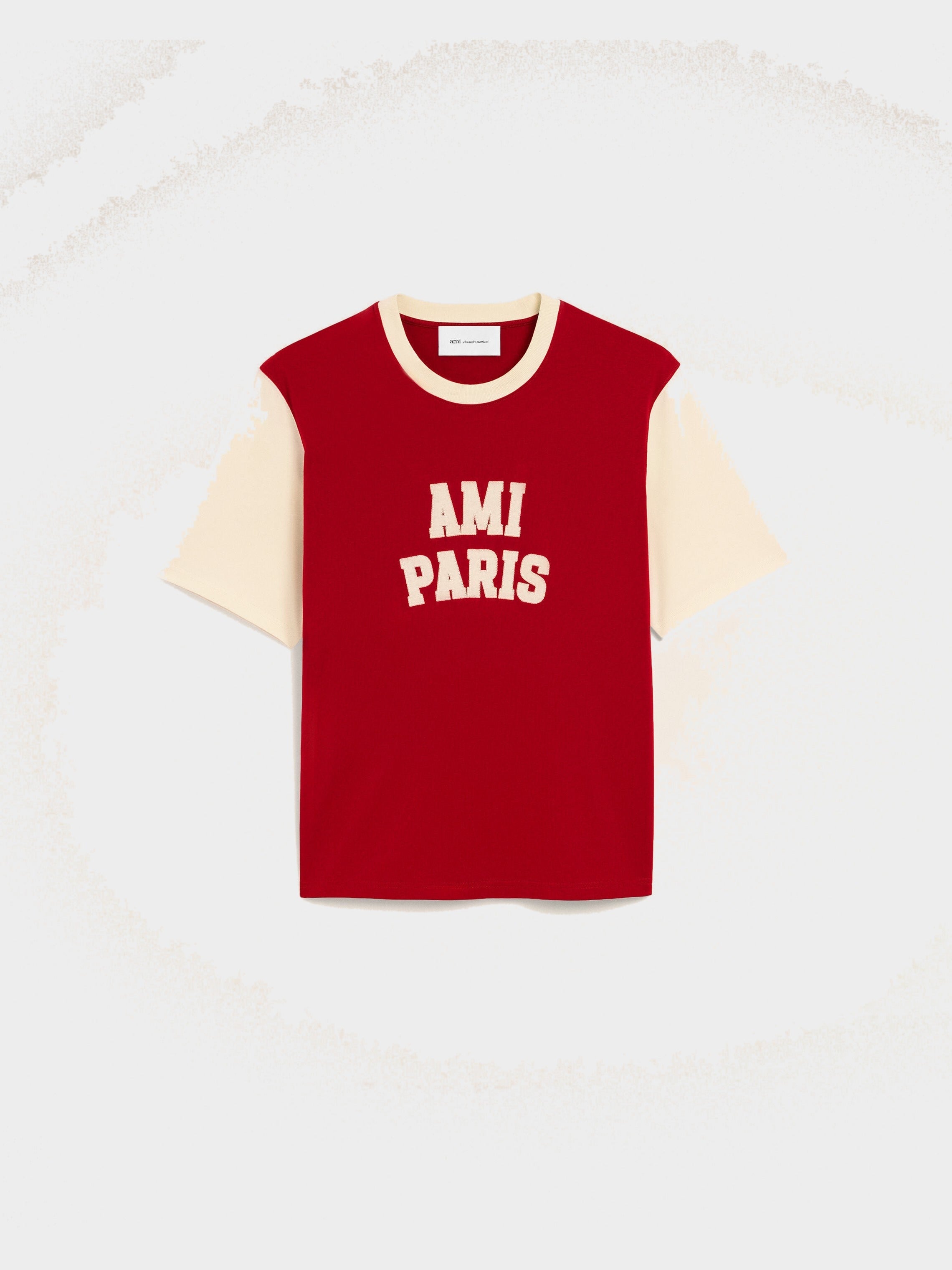 T-shirt rouge en coton broderie Ami Paris