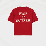 T-shirt rouge imprimé en coton "Place des Victoires"