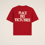 T-shirt rouge imprimé en coton "Place des Victoires"