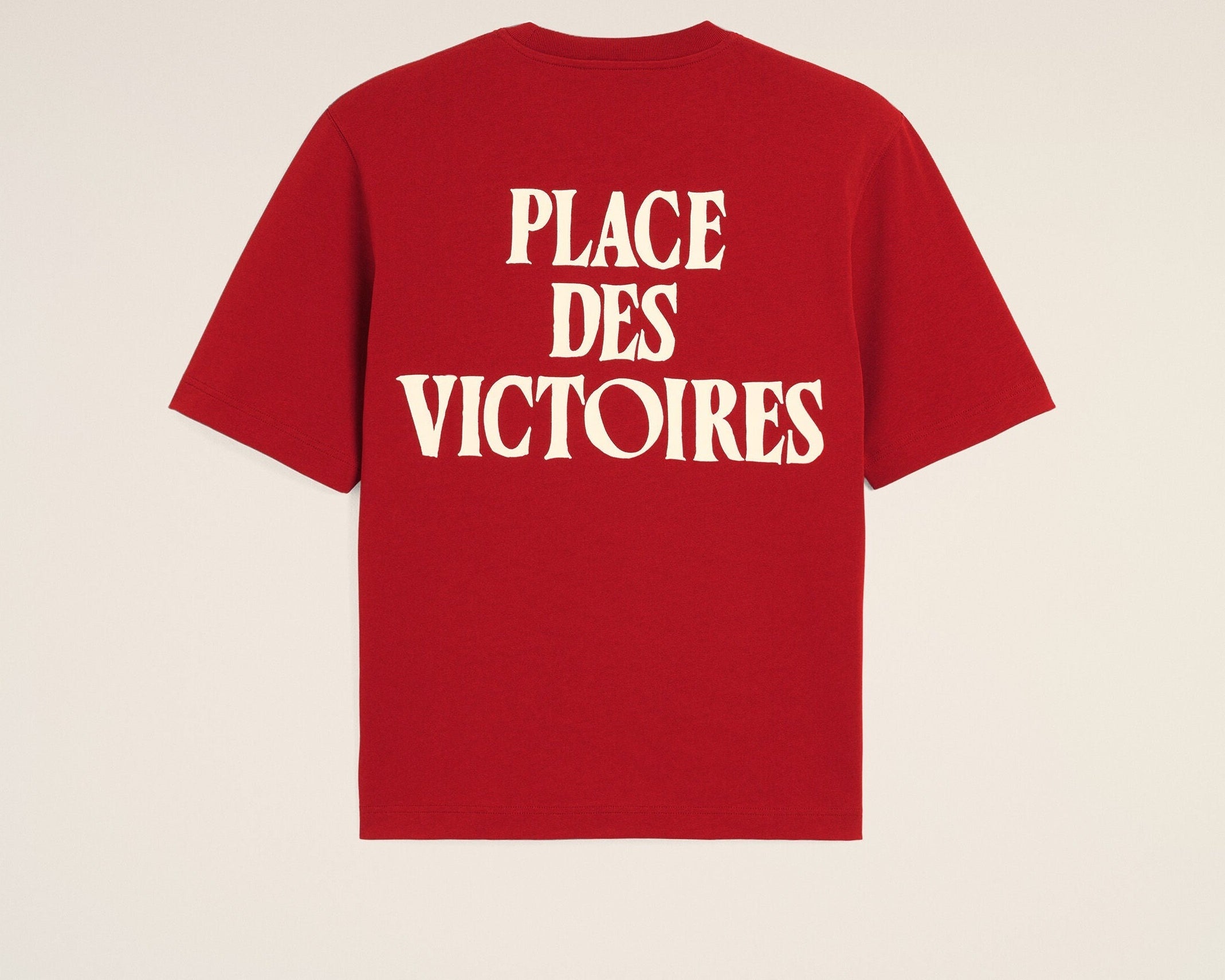 T-shirt rouge imprimé en coton "Place des Victoires"
