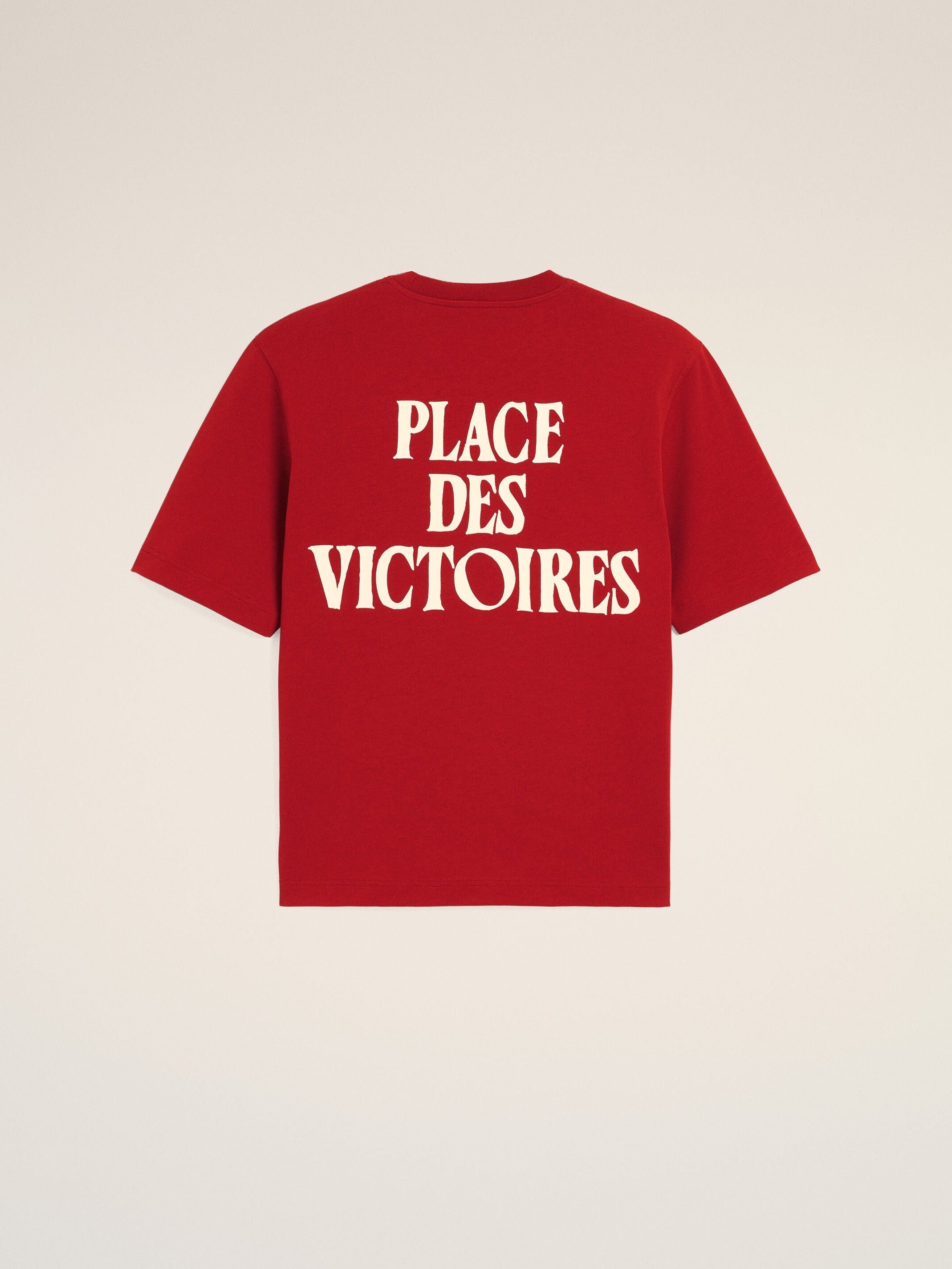 T-shirt rouge imprimé en coton "Place des Victoires"