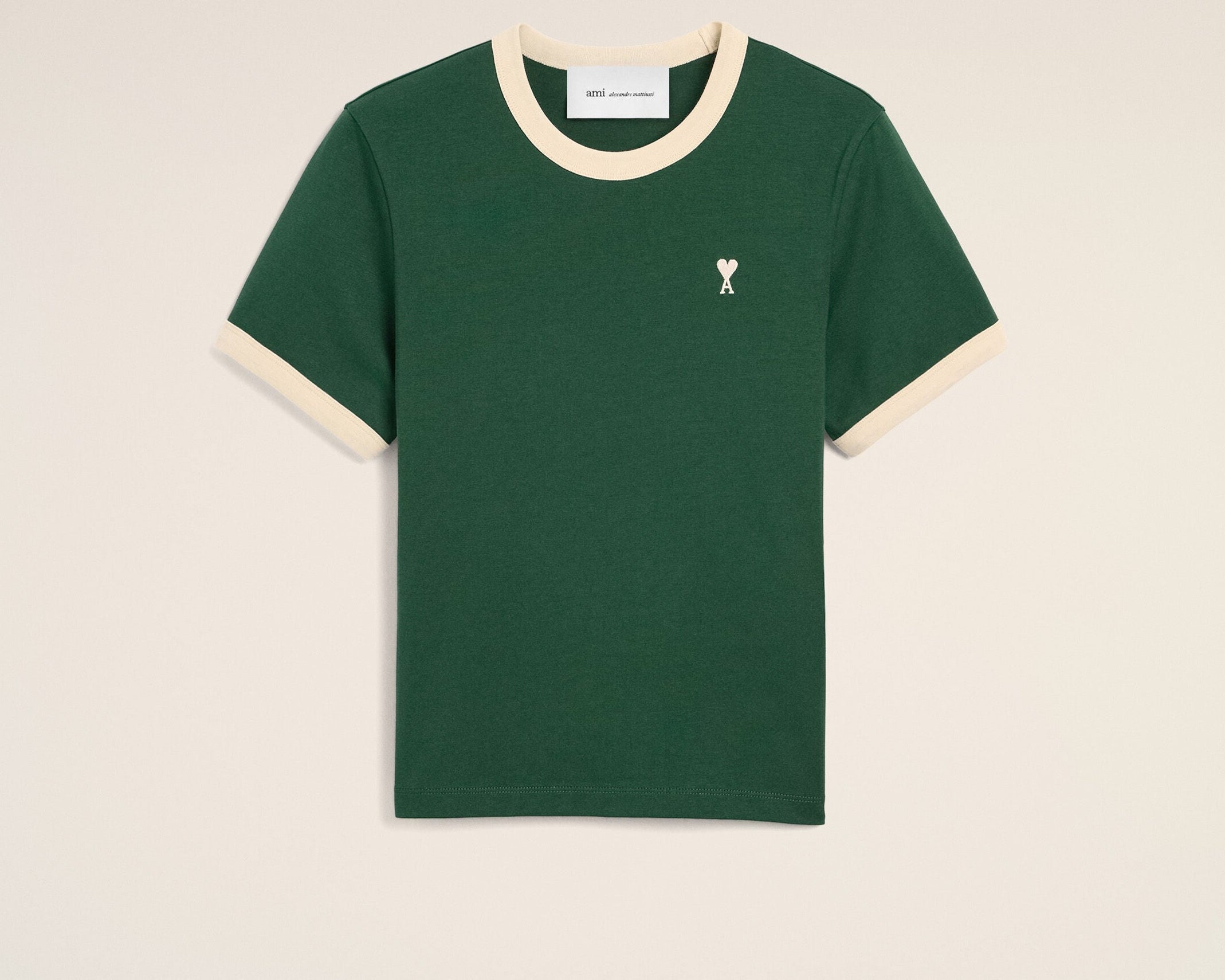 T-shirt vert contrasté en coton Ami de Coeur