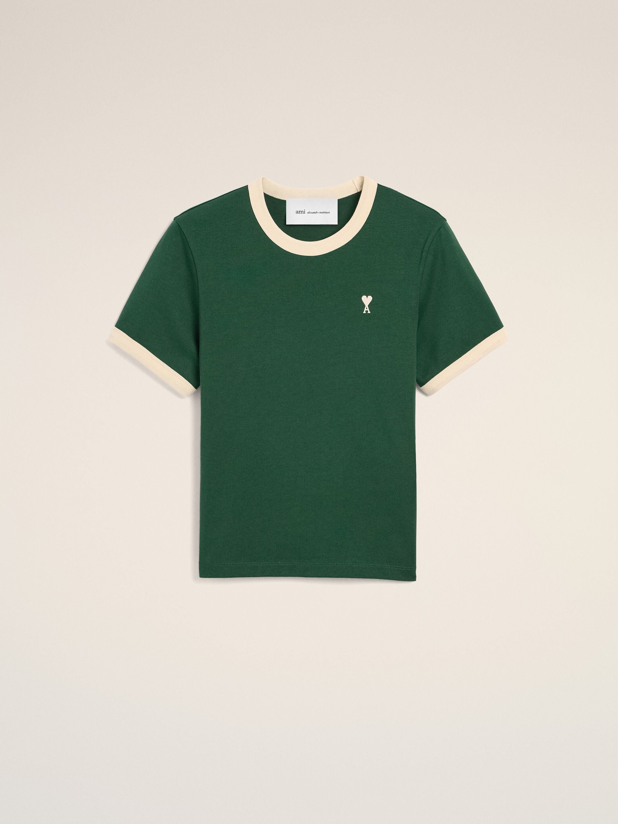 T-shirt vert contrasté en coton Ami de Coeur