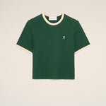 T-shirt vert contrasté en coton Ami de Coeur