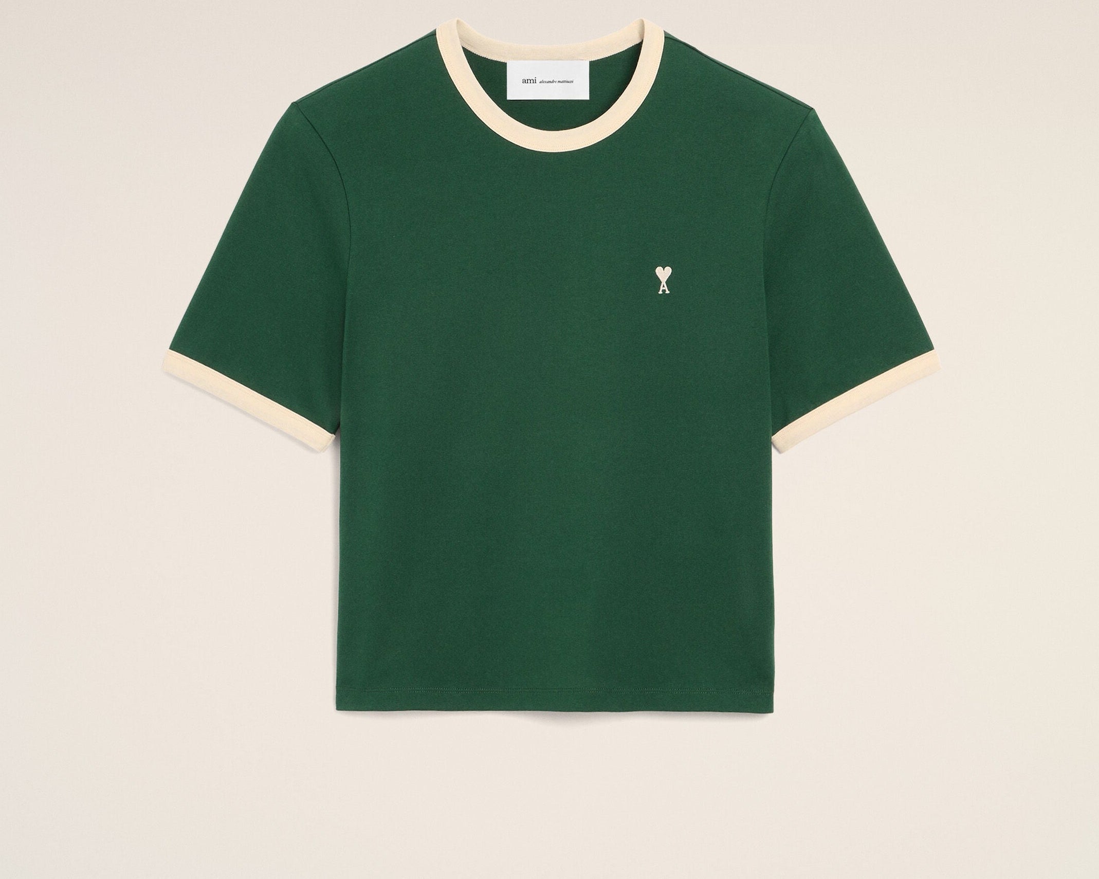 T-shirt vert contrasté en coton Ami de Coeur