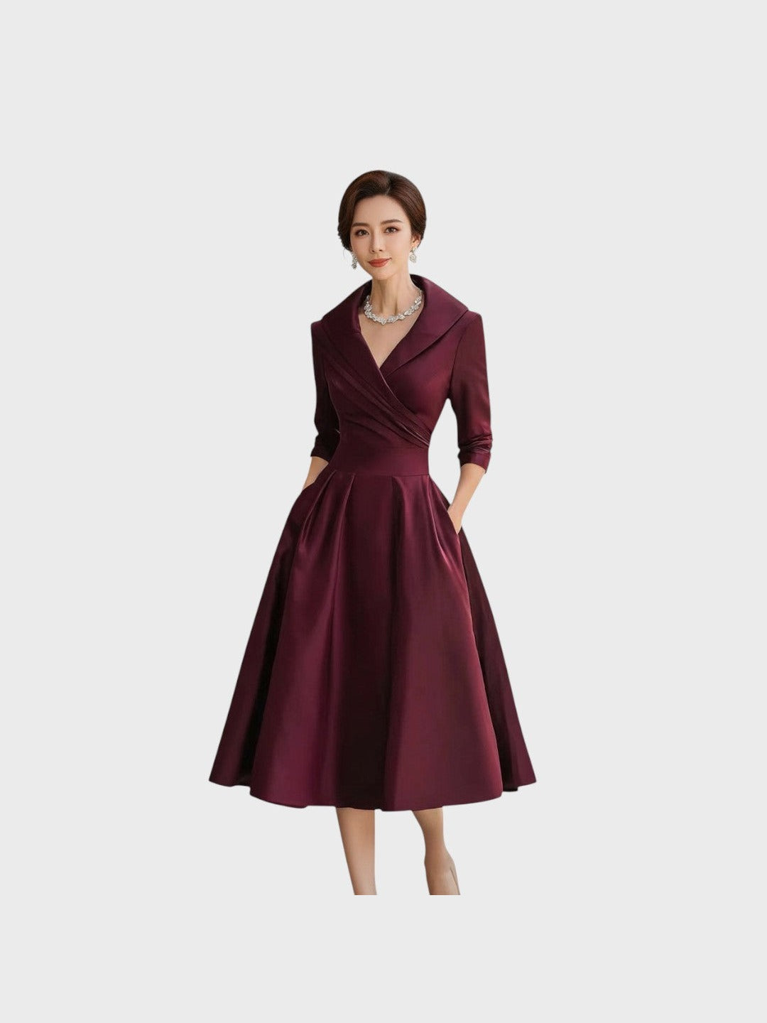 Tereza | Elegantní midi šaty s dlouhým rukávem